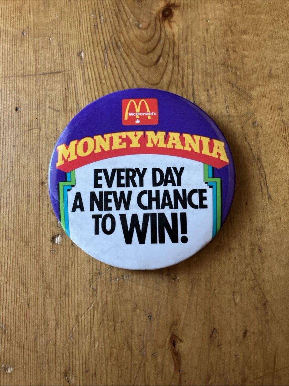 Vintage McDonald's Collectible Large Pinback Button 3.5" Money Mania